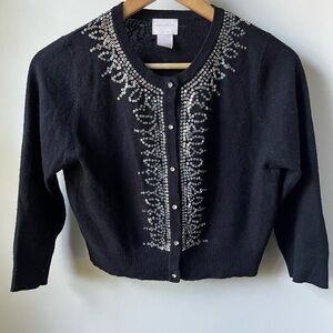 Central Park West Black Sweater with Silver Details
